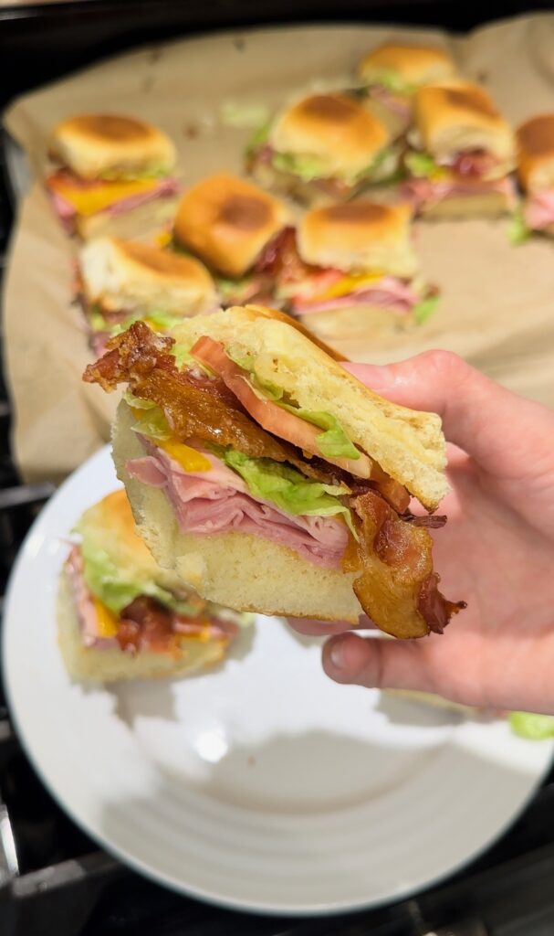 showing the finished Club Sandwich Sliders