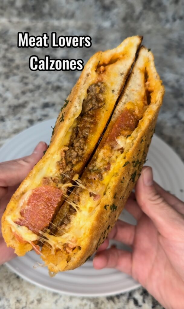 inside of meat lovers calzone