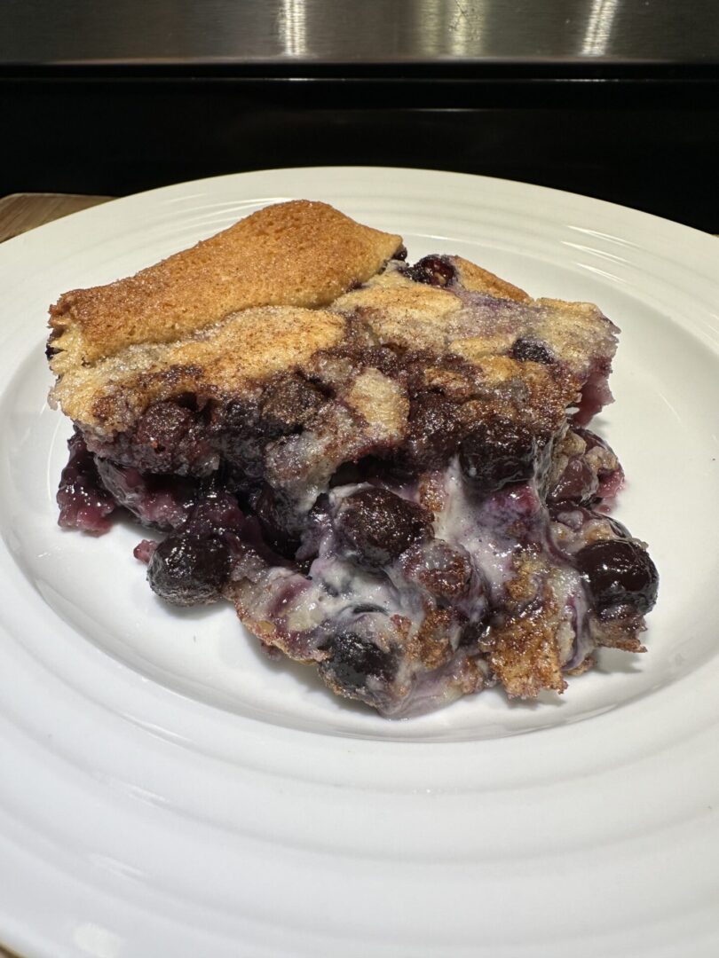 serving of blueberry cobbler