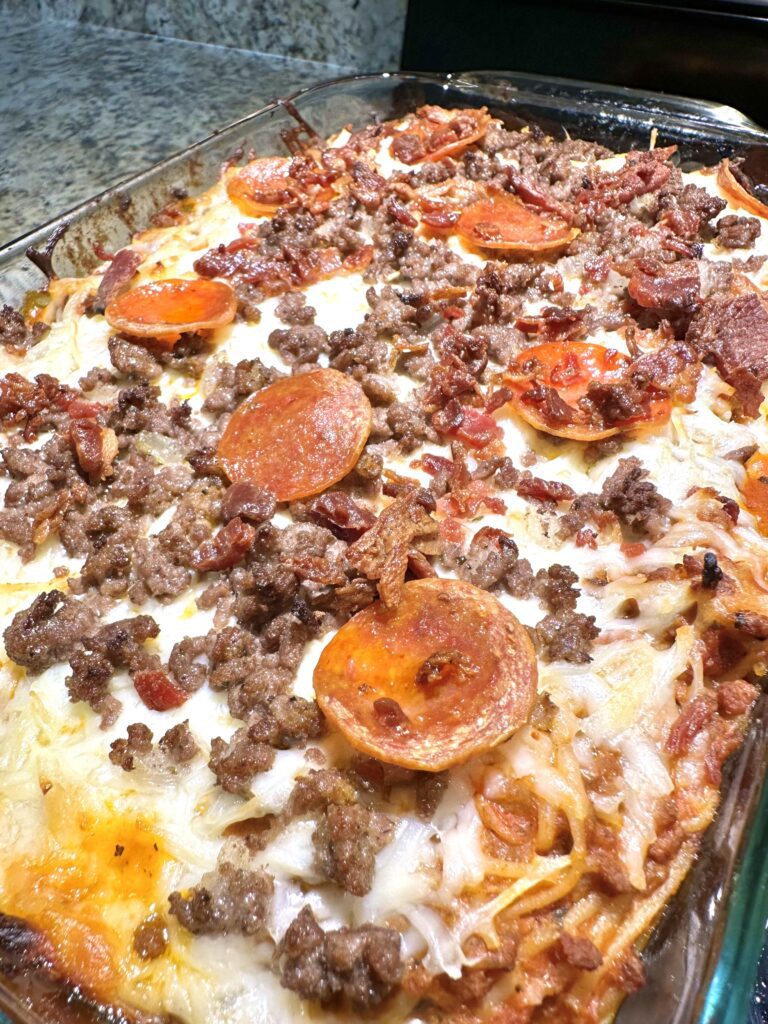 meat lovers pizza spaghetti