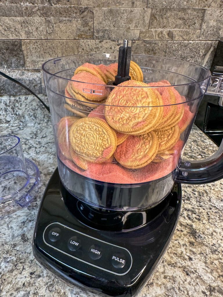 oreo and jello in food processor