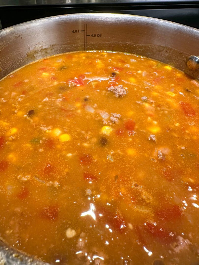 ranch taco soup simmering in pot