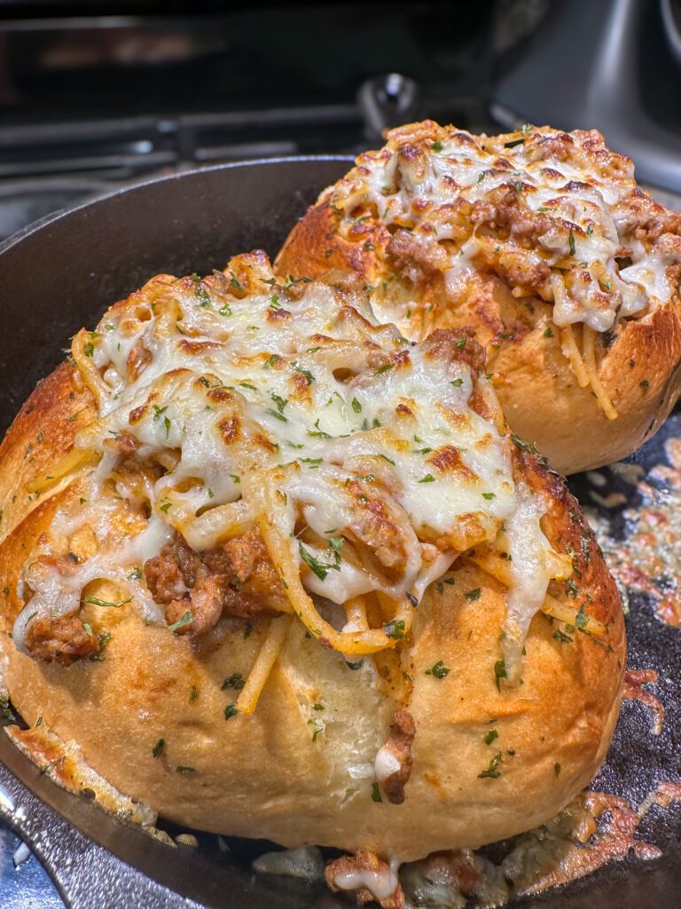 garlic butter spaghetti bowls