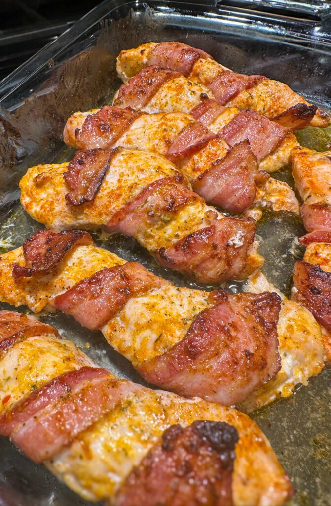 bacon wrapped garlic parm chicken