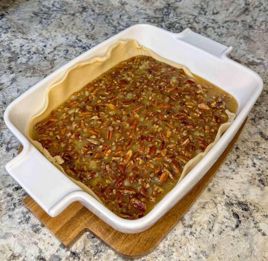 first layer of pecan pie cobbler