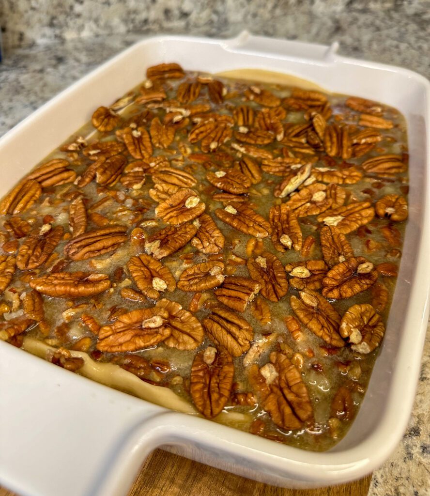 final layer of pecan pie filling