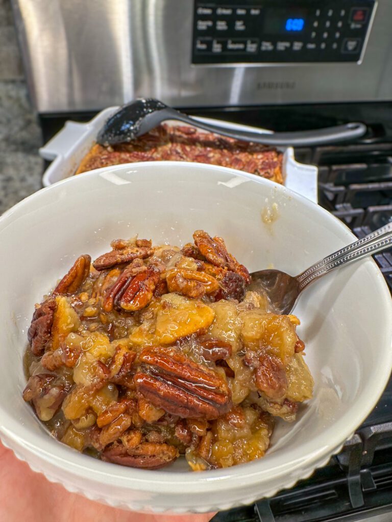 serving of pecan pie cobbler