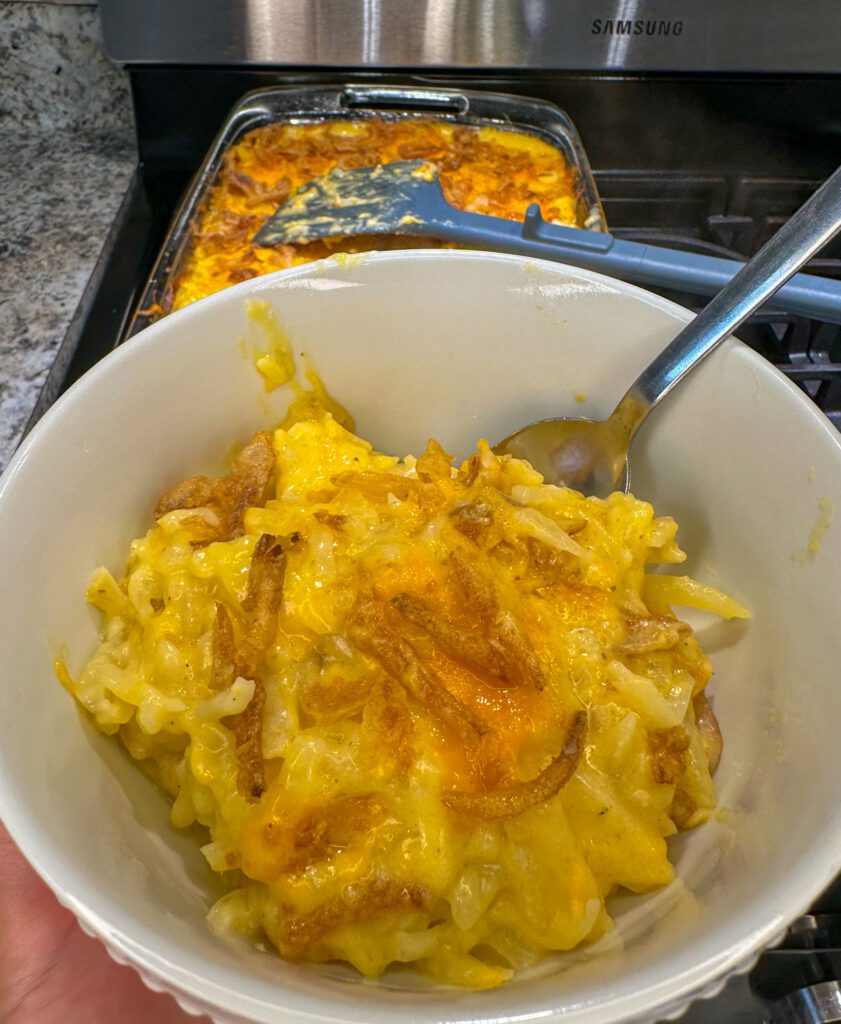 serving of French onion chicken casserole