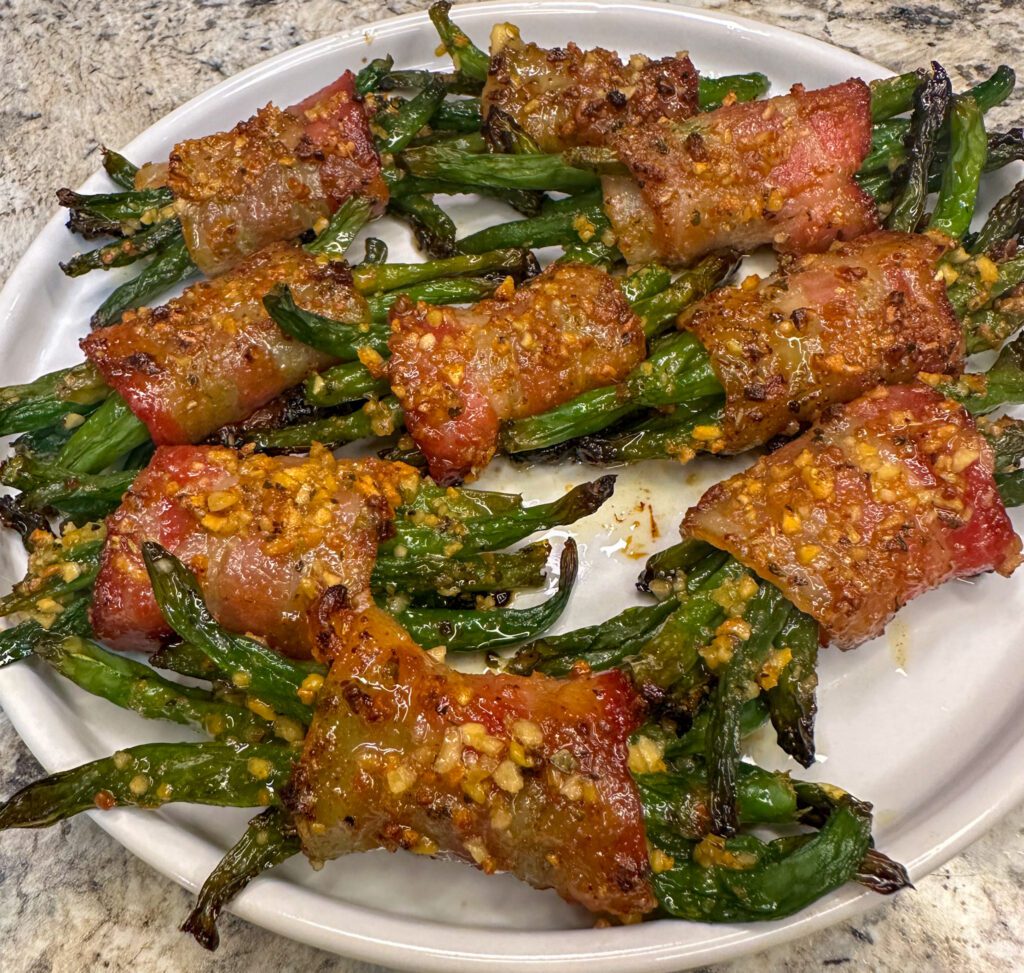 plated green bean bundles