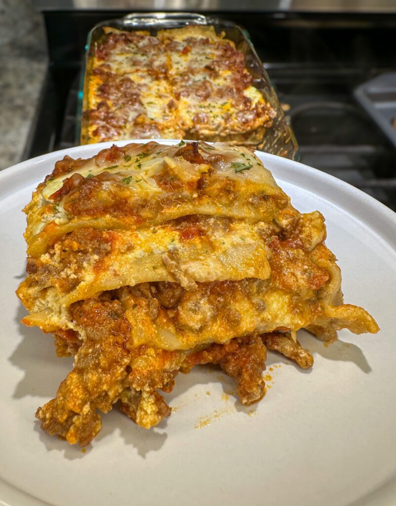 serving of lasagna