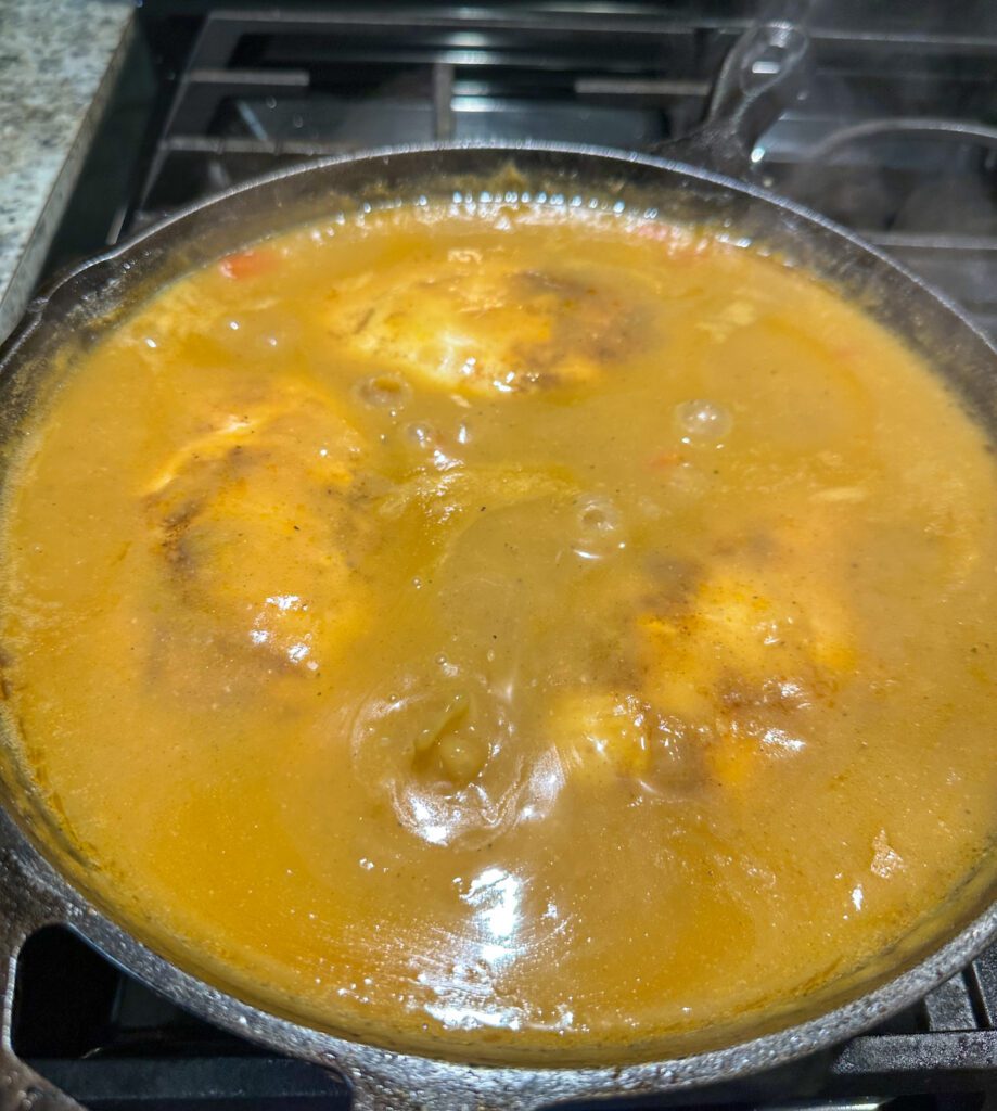 simmering chicken