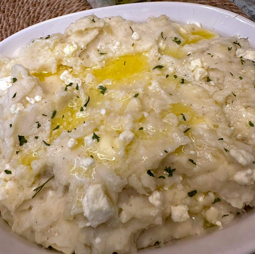 garlic feta mashed potatoes