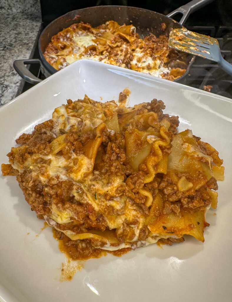 serving of skillet lasagna