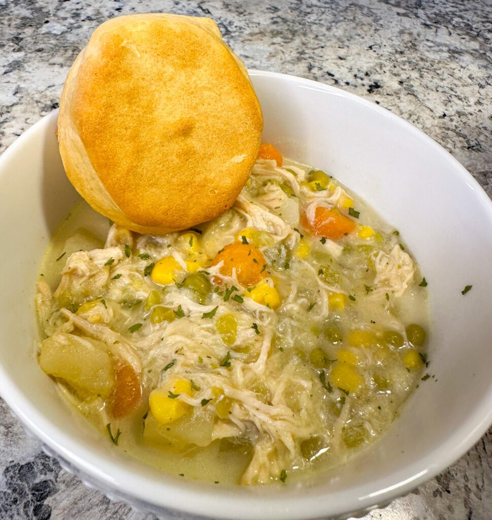 serving of chicken pot pie soup