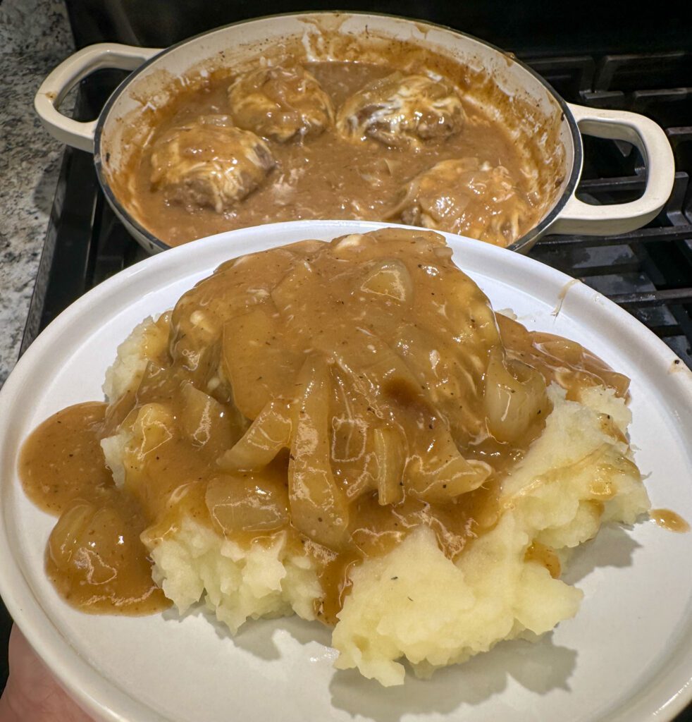 French onion salisbury steak