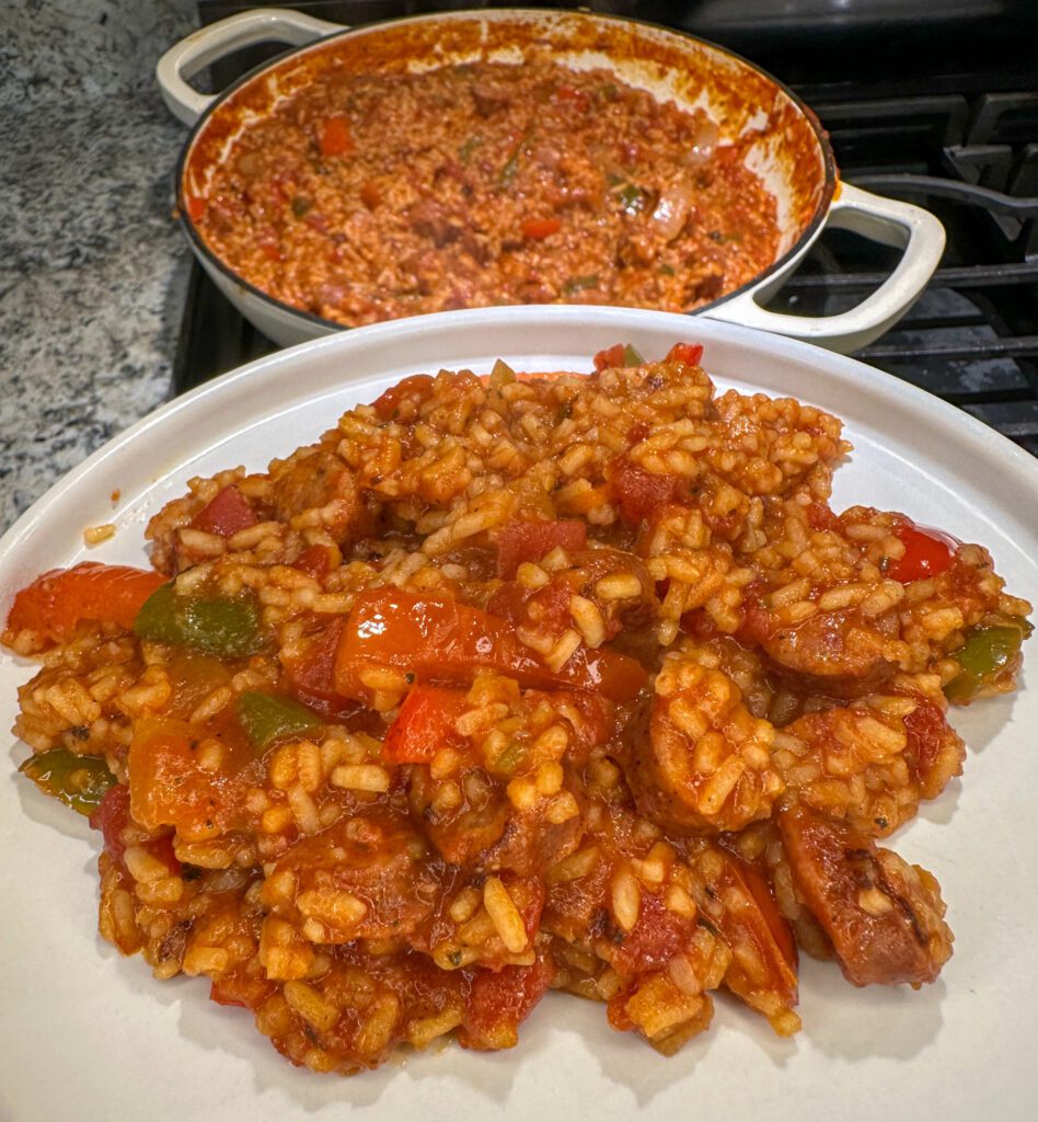 serving of sausage and peppers